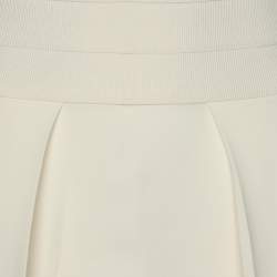 Pre Owned Emporio Armani Cream Viscose Blend Pleated Mini Skirt M