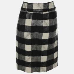 Emporio Armani Black/White Checkered Lurex Blend Midi Skirt M