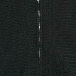 Pre Owned Emporio Armani Black Textured Knit Zip-Up Cardigan S