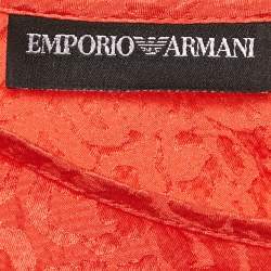 Pre Owned Emporio Armani Red Dobby Silk Sleeveless Top S