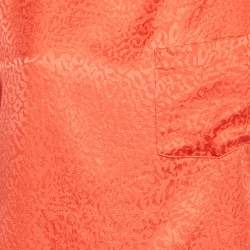 Pre Owned Emporio Armani Red Dobby Silk Sleeveless Top S