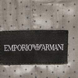 Pre Owned Emporio Armani Grey Checked Wool Blend Double Breasted Vest S