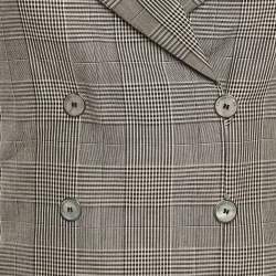 Pre Owned Emporio Armani Grey Checked Wool Blend Double Breasted Vest S