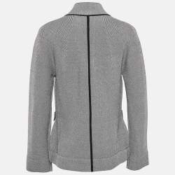 Armani Black/White Knit Button Front Jacket M