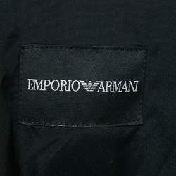 Pre Owned Emporio Armani Black Embellished Wool Blend Zip-Up Jacket S
