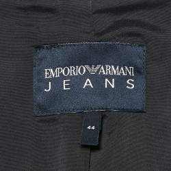 Pre Owned Emporio Armani Jeans Black Floral Jacquard Button Front Blazer M