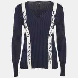Emporio Armani Icon Navy Blue Logo Cotton Knit Jumper XL