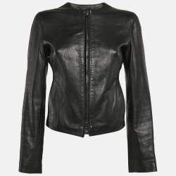 Emporio Armani Black Leather Cut-Out Detail Jacket S