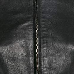 Emporio Armani Black Leather Cut-Out Detail Jacket S
