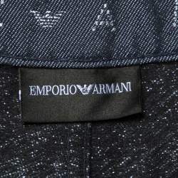 Emporio Armani Navy Blue Logo Lurex Detail Cotton J45 Regular Fit Jeans M/Waist 34"