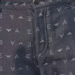 Emporio Armani Navy Blue Logo Lurex Detail Cotton J45 Regular Fit Jeans M/Waist 34"