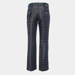 Emporio Armani Navy Blue Logo Lurex Detail Cotton J45 Regular Fit Jeans M/Waist 34"