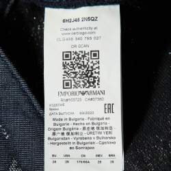 Emporio Armani Navy Blue Logo Lurex Detail Cotton J45 Regular Fit Jeans M/Waist 34"