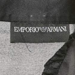 Pre Owned Emporio Armani Black Silk Pleat Detail Ruffled Sleeveless Blouse M