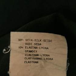 Pre Owned Emporio Armani Black Silk Pleat Detail Ruffled Sleeveless Blouse M