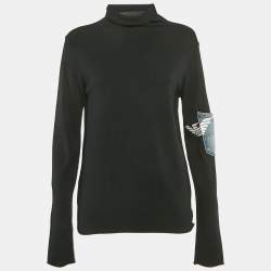 Pre Owned Emporio Armani Black Turtleneck Pocket Detail Long Sleeve Pullover L