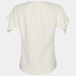 Pre Owned Emporio Armani White Fabric Button Front Top S