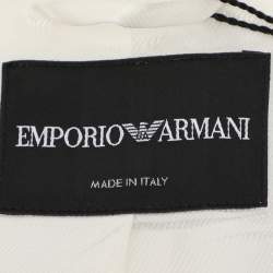 Pre Owned Emporio Armani White Fabric Button Front Top S