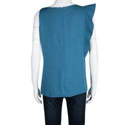 Pre Owned Emporio Armani Blue Felt Panel Detail Sleeveless Top L