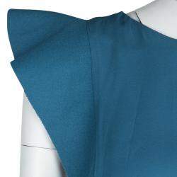 Pre Owned Emporio Armani Blue Felt Panel Detail Sleeveless Top L