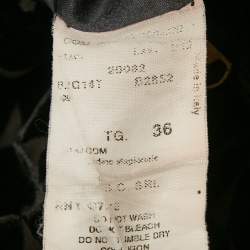 Pre Owned Emporio Armani Black Circle Ciselé Velvet Zip Front Top XS