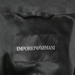 Pre Owned Emporio Armani Black Circle Ciselé Velvet Zip Front Top XS