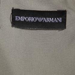 Pre Owned Emporio Armani Grey Silk Floral Applique Detail Maxi Dress S