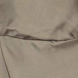 Pre Owned Emporio Armani Grey Silk Floral Applique Detail Maxi Dress S