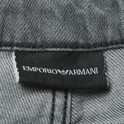 Pre Owned Emporio Armani Grey Washed Denim Wide Leg Jeans Waist 28"
