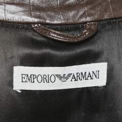 Emporio Armani Brown Textured Leather Jacket M