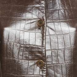 Emporio Armani Brown Textured Leather Jacket M