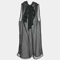 Emporio Armani Black Sheer Crepe Sleeveless Top M