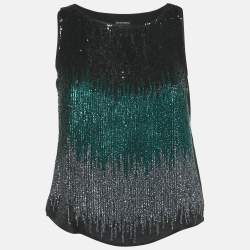 Emporio Armani Black Sequin Silk Tank Top M