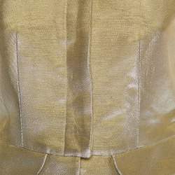 Emporio Armani Metallic Gold Lurex Cotton Peplum Vest S
