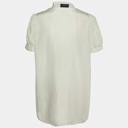 Emporio Armani Pale Grey Silk Button Front Blouse M