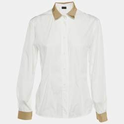 Emporio Armani White Cotton Button Front Shirt M 