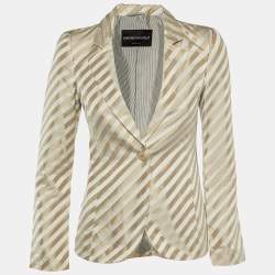 Emporio Armani Metallic Diagonal Striped Sateen Tailored Jacket S