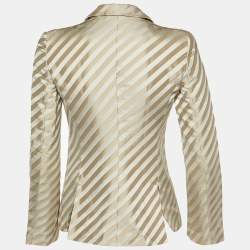 Emporio Armani Metallic Diagonal Striped Sateen Tailored Jacket S