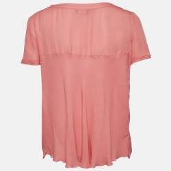 Emporio Armani Pink Chiffon Raw Edge Trim Top L