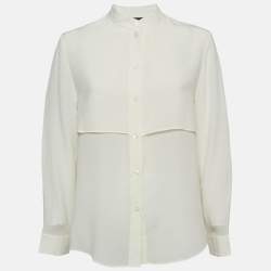 Emporio Armani Cream Silk Buttoned Shirt Blouse L