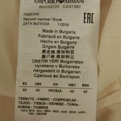 Emporio Armani Cream Silk Buttoned Shirt Blouse L