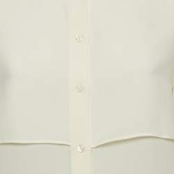 Emporio Armani Cream Silk Buttoned Shirt Blouse L
