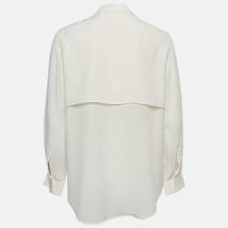 Emporio Armani Cream Silk Buttoned Shirt Blouse L