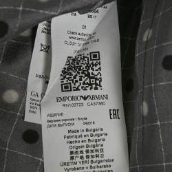 Emporio Armani Grey Dots and Checks Print Silk Pleated Shirt L