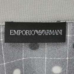 Emporio Armani Grey Dots and Checks Print Silk Pleated Shirt L
