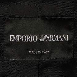Pre Owned Emporio Armani Black Satin Embellished Patch Detail Blazer M