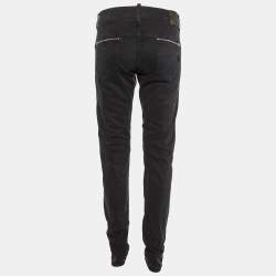 Pre Owned Emporio Armani Black Cotton Slim Fit Jeans M/Waist 34"