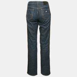 Pre Owned Emporio Armani Blue Washed Denim Side Band Detail Jeans Waist 28"