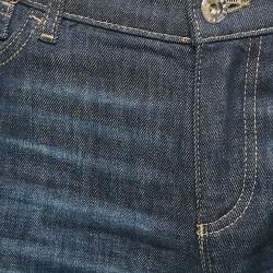 Pre Owned Emporio Armani Blue Washed Denim Side Band Detail Jeans Waist 28"