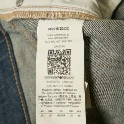 Pre Owned Emporio Armani Blue Washed Denim Side Band Detail Jeans Waist 28"